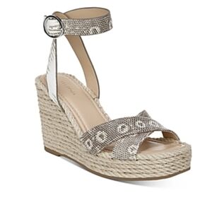 VIA SPIGA BROWN RING LIZARD SKIN SESILIA WEDGE SA DALS 5.5